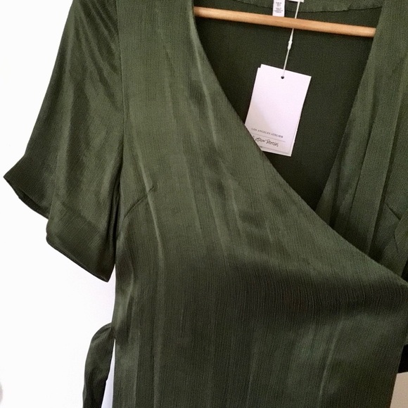 NWT & Other Stories Cupro Sage Green Wrap Dress - Picture 2 of 3